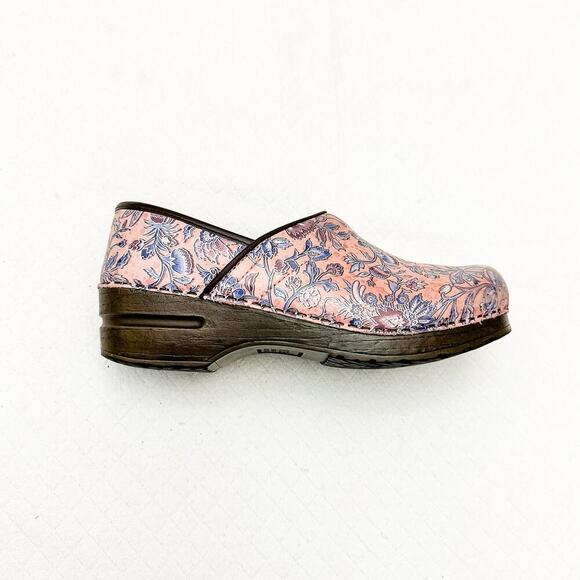 Sanita Printed Rose Pink Leather Professional Clogs Size 39 - Picture 4 of 5